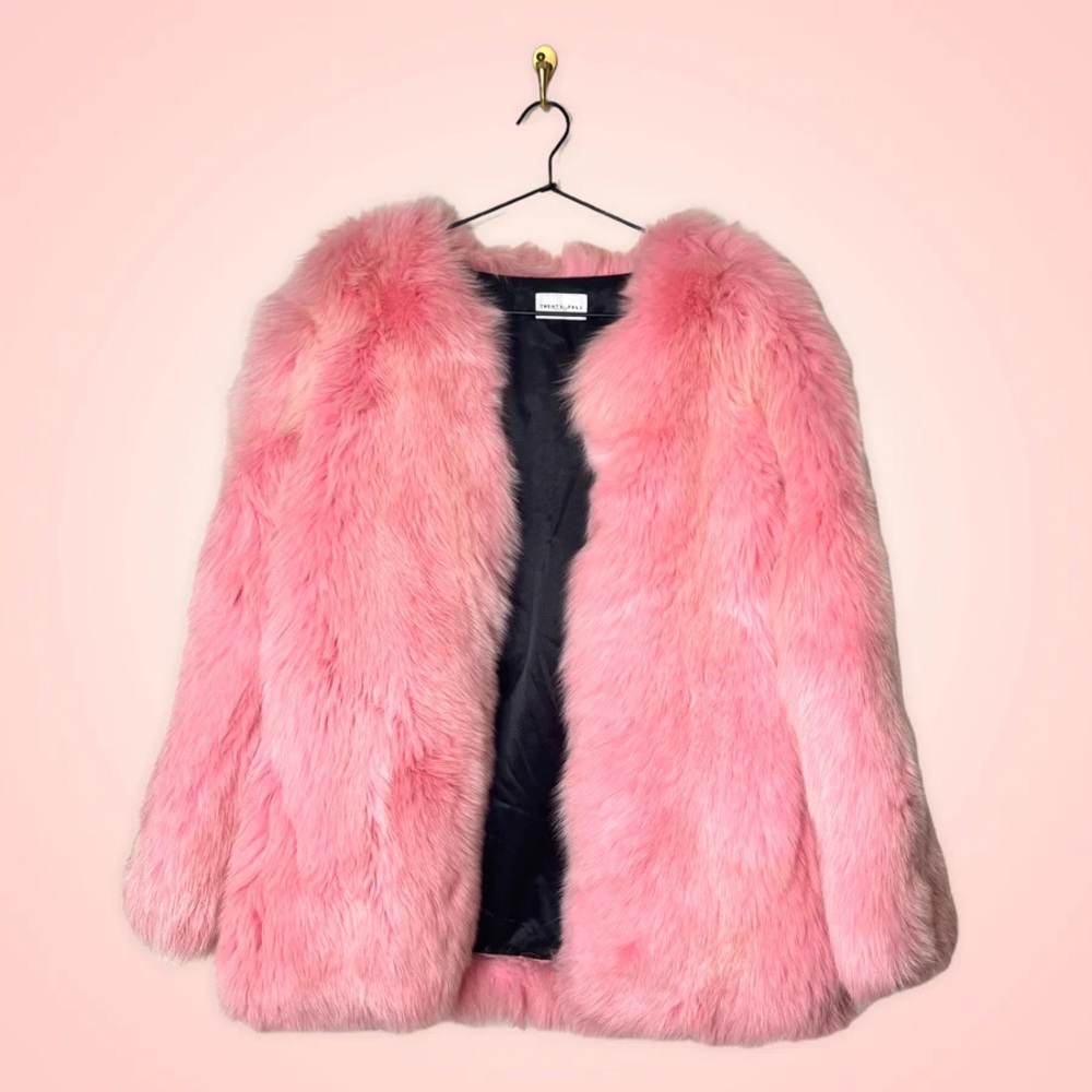 Twenty Fall pink fur coat (Sz S)